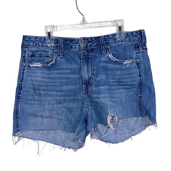 Hollister Pants - Hollister Womens Distressed Denim Shorts Size 11 / W30 Light Wash Frayed Hem